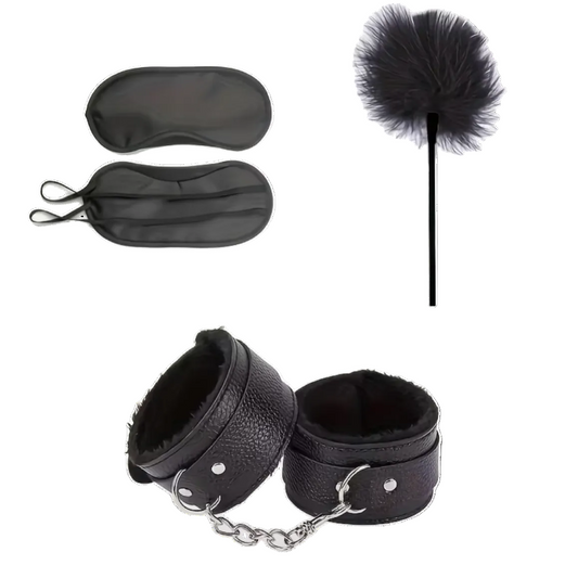 Plush Leather BDSM Bondage Kit – Couples Intimacy Set