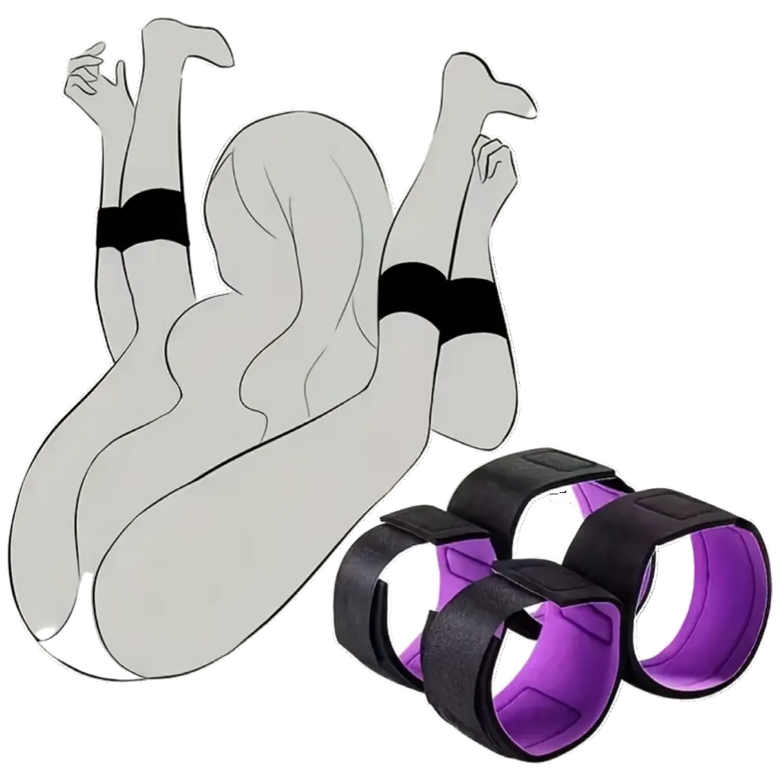 Adjustable Wrist & Thigh Restraints Set (2pcs)